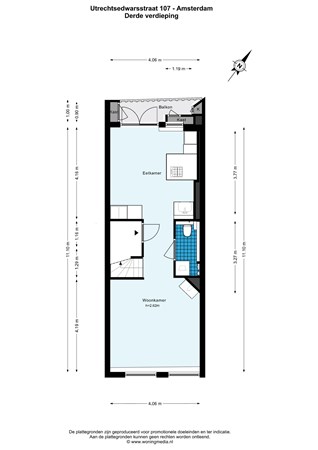 Floor plan - Utrechtsedwarsstraat 107-3, 1017 WD Amsterdam 